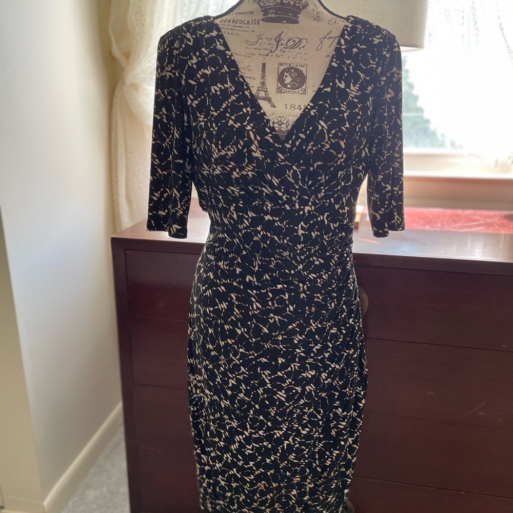 Lauren Ralph Lauren Faux Wrap Ruched Dress ~ 10
